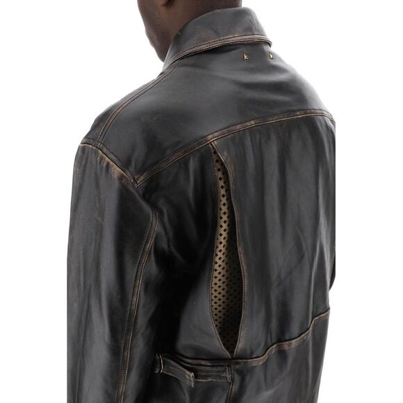 GOLDEN GOOSE Leone Aviator Jacket In Lived-In-Effect Leather - Picture 4 of 4